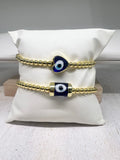 Glass evil eye bead bracelet
