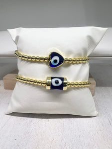 Glass evil eye bead bracelet