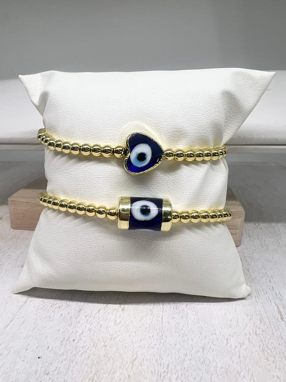 Glass evil eye bead bracelet