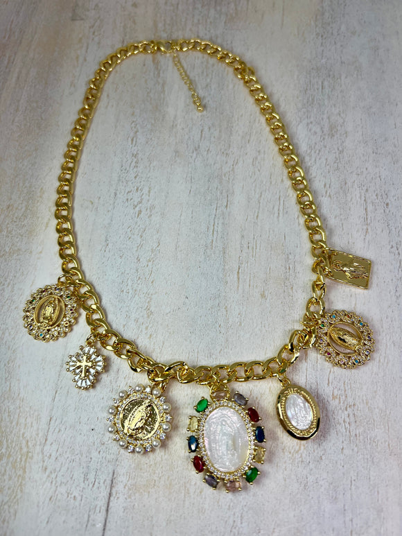 Religiosa multicolor charm necklace