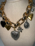 Chunky charm metal necklace