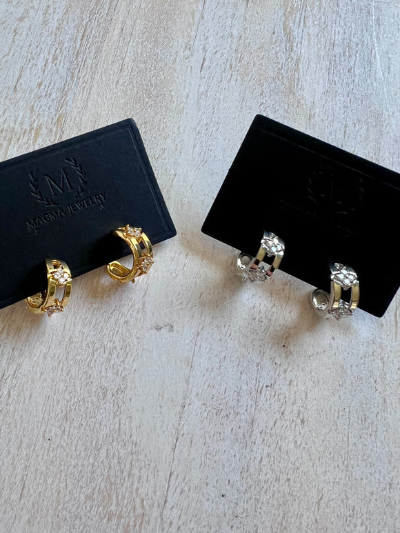 Open hoop flower earrings