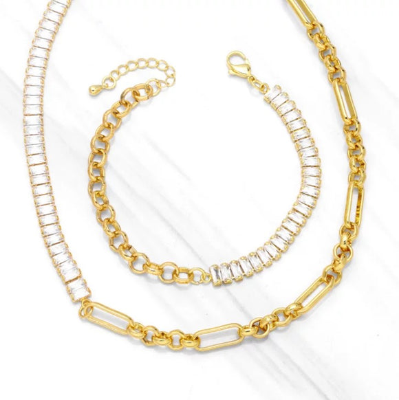 Tennis necklace & bracelet set